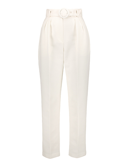 Jacquard cropped pants in white