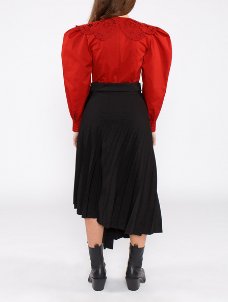Блуза червона з бавовни з V-образним вирізом 