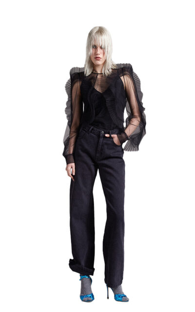 TULLE BLOUSE WITH FRILLS