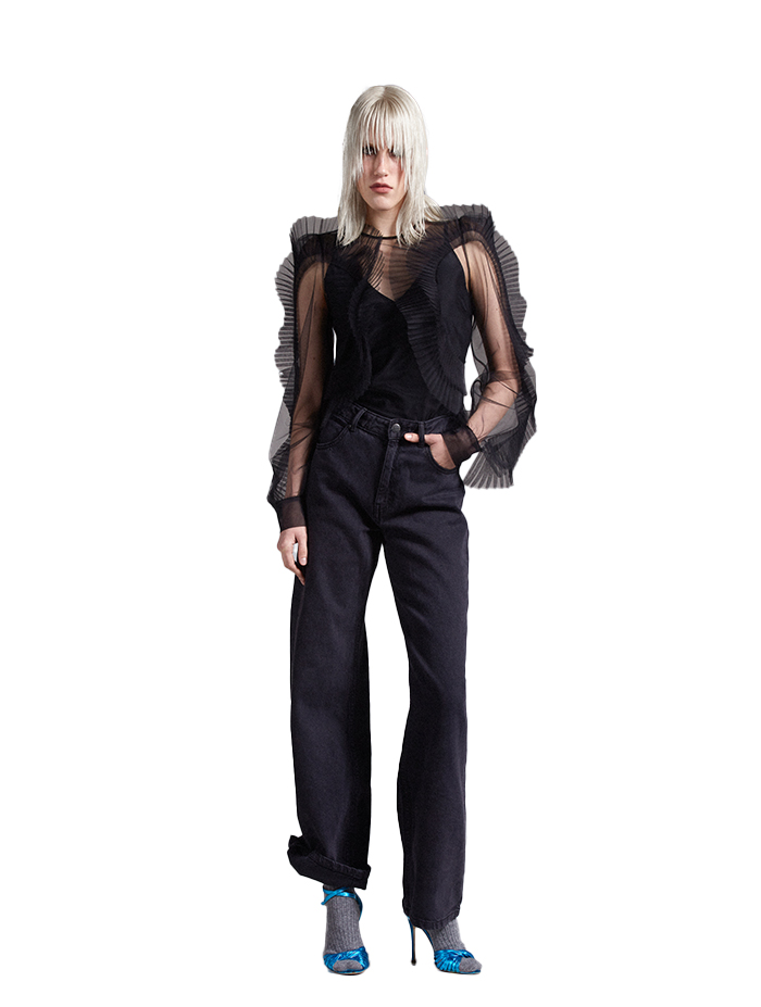 TULLE BLOUSE WITH FRILLS