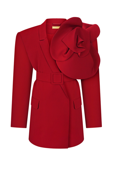 open lace back dress Ripley Rader Red Ponte Knit Oversized Blazer in Size M, Sold by Chrome