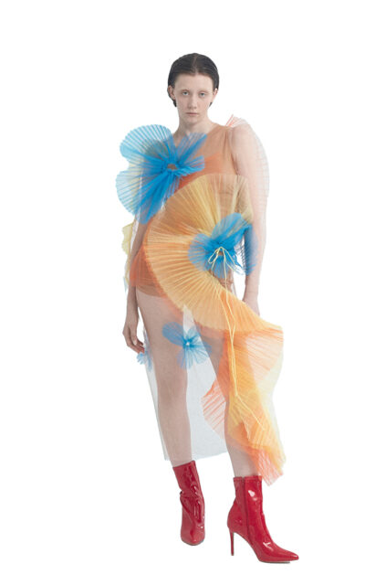 LONG TULLE DRESS WITH 3D DECOR INSPIRED BY POLINA RAYKO