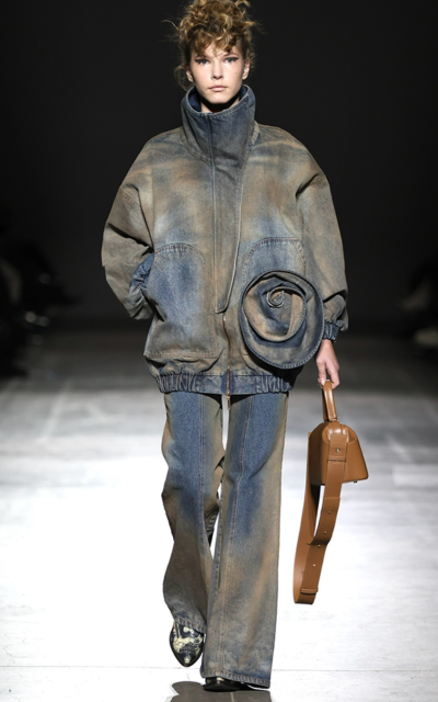 Rusty Denim High-neck Jacket with 3d Floral Decor Nadya Dzyak FW