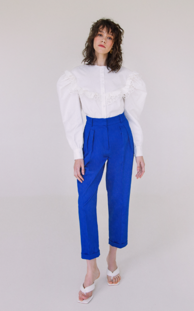 Cotton Cropped Pants Indigo Blue Nadya Dzyak