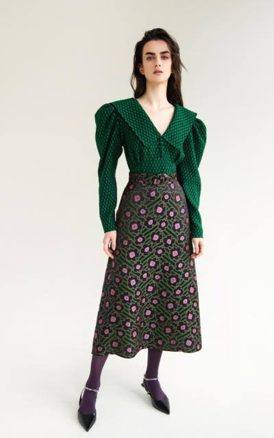 Jacquard Midi Skirt Floral Print Nadya Dzyak