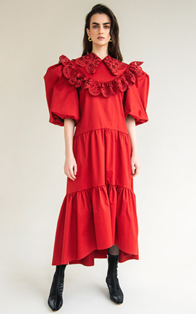 Laser Cutting Big Collar Loose Midi Dress Nadya Dzyak