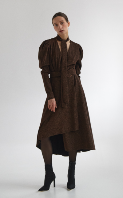 Midi Lurex Jersey Wrap Dress Bronze Nadya Dzyak