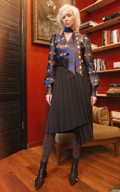 Silk Jacquard V-neck Blouse Nadya Dzyak