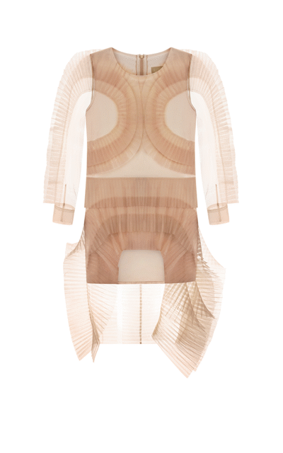 ND-MINI Long REVERIE RUFFLE TULLE DRESS IN BEIGE