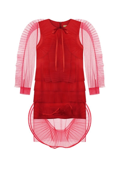 ND-MINI LONG REVERIE RUFFLE TULLE DRESS IN RED