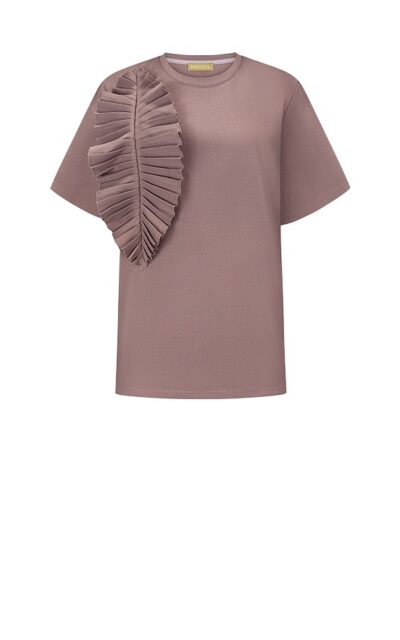 MOCCO COTTON T-SHIRT WITH PLEATED DECOR