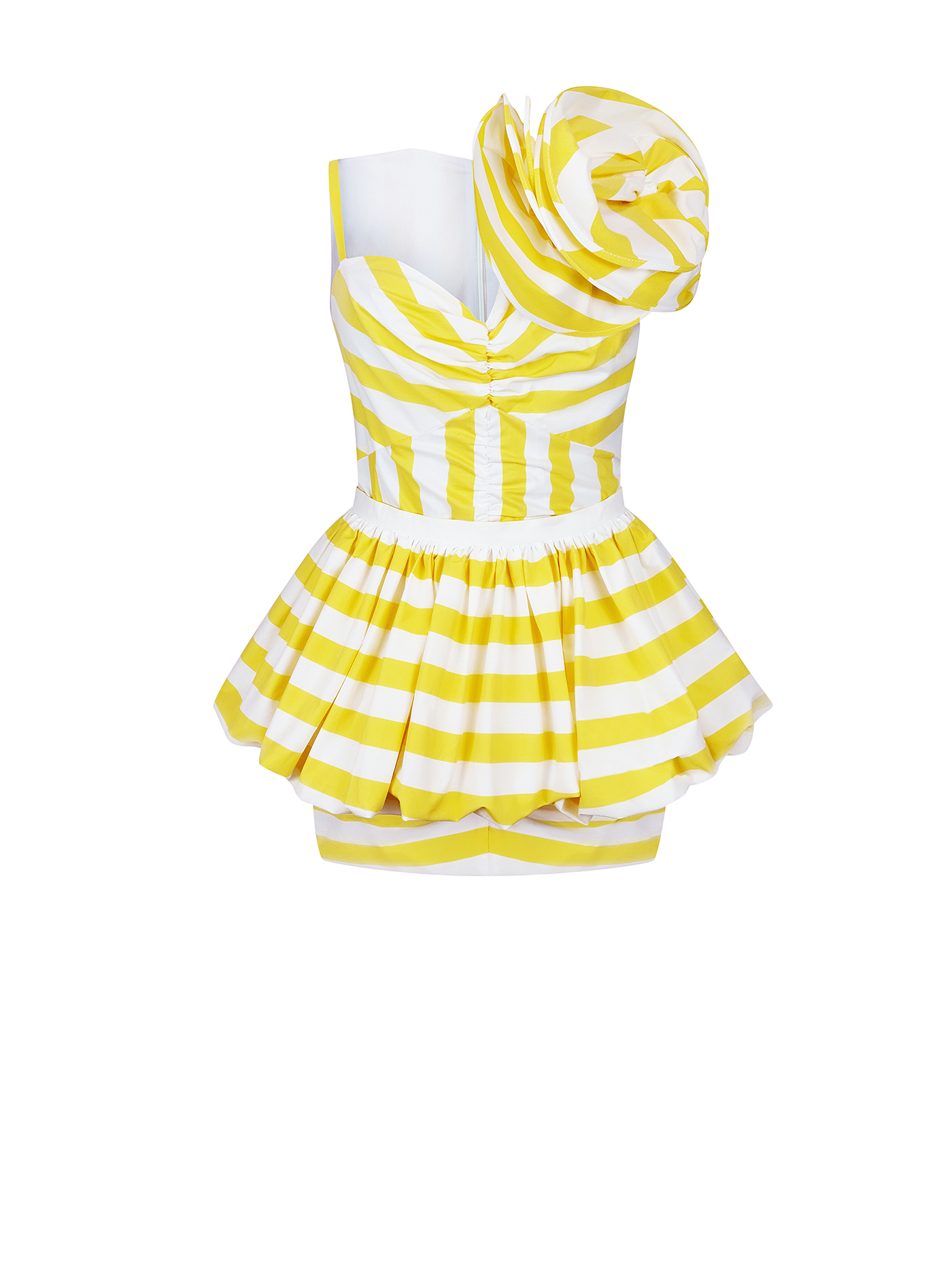 Peplum Mini Dress in Yellow and White Stripe