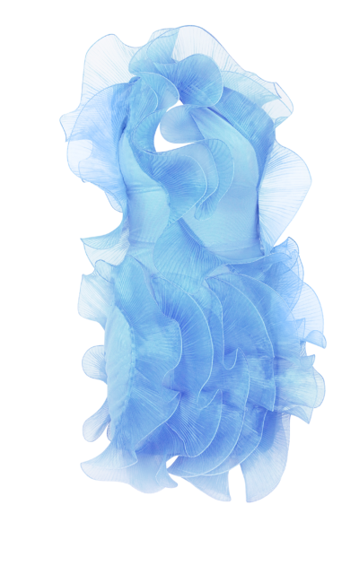 Translucent Flower Mini Dress in Sky Blue