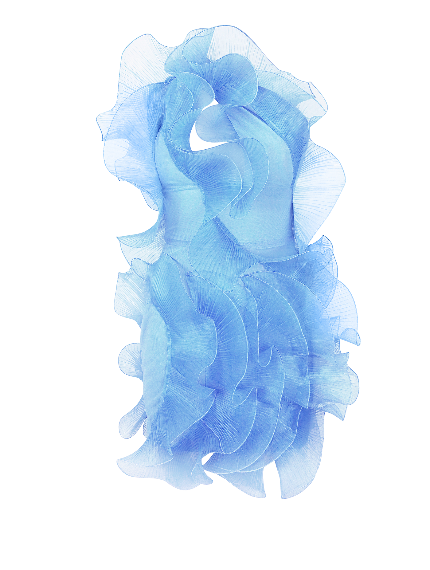 Translucent Flower Mini Dress in Sky Blue