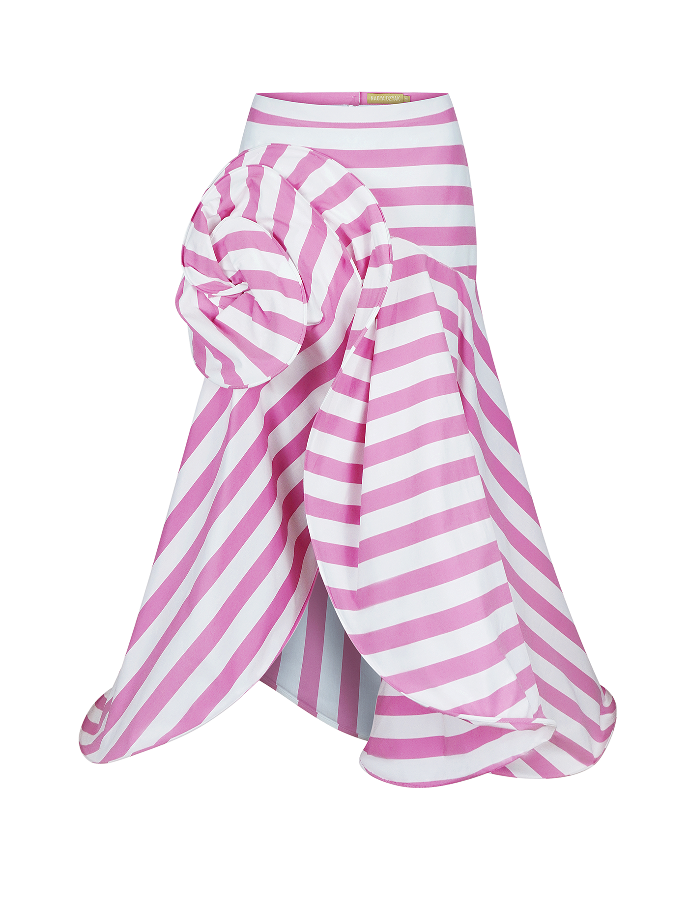 СПІДНИЦЯ МІДІ В РОЖЕВО-БІЛУ СМУЖКУ