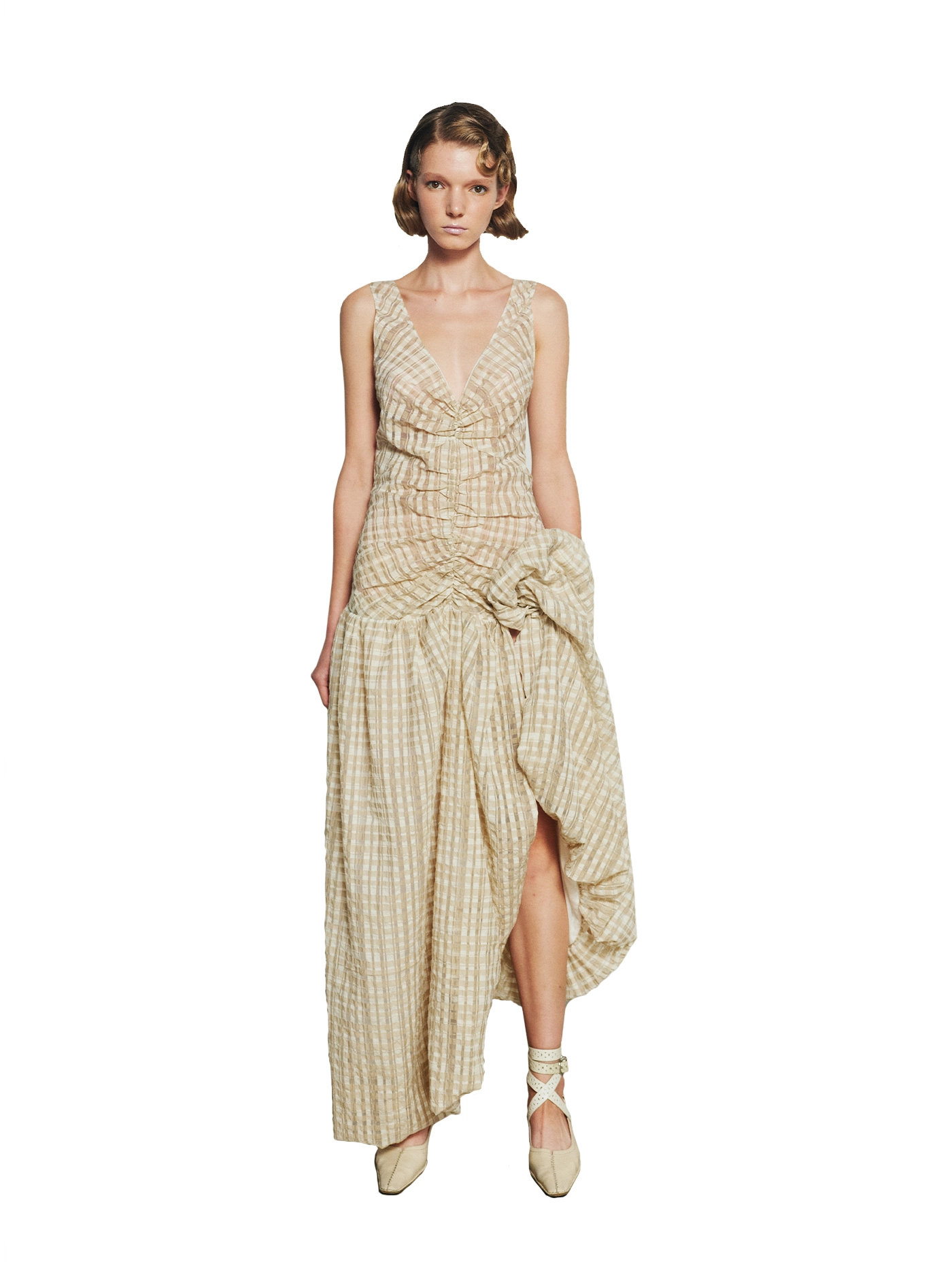 Vichy Balloon Midi Dress