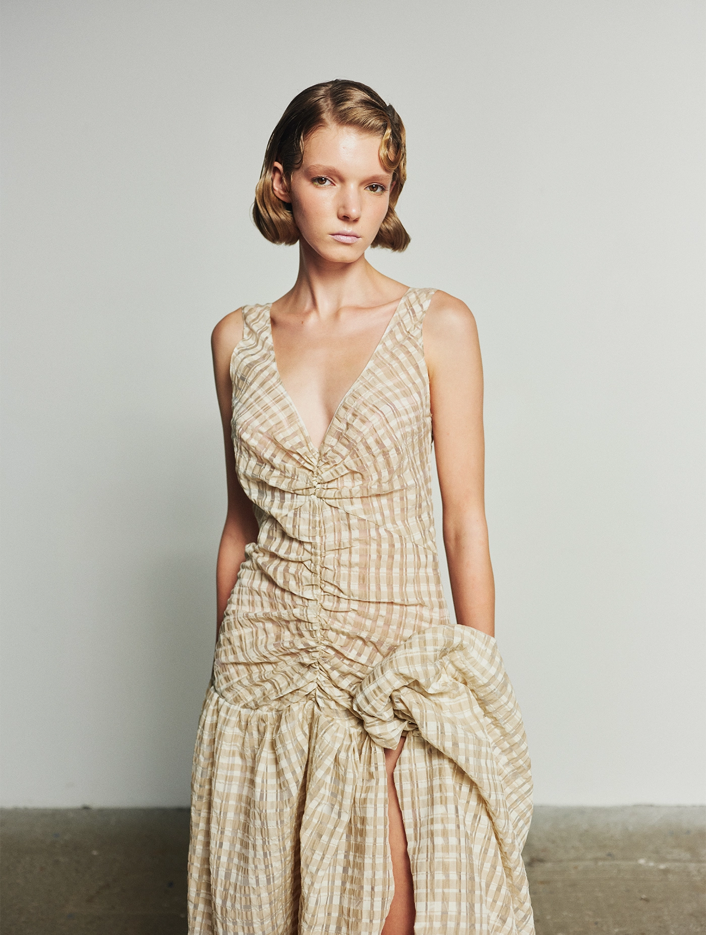 Vichy Balloon Midi Dress Nadya Dzyak Ukraine