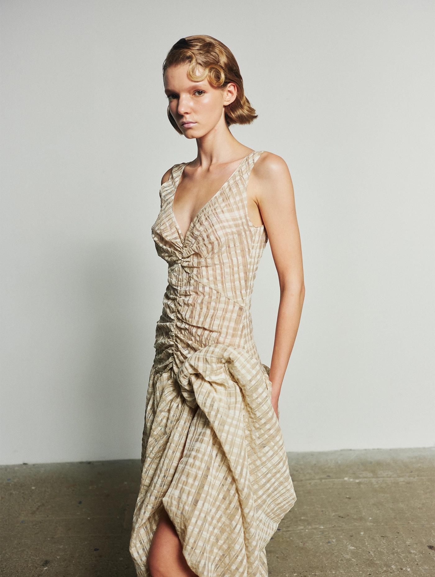 Vichy Balloon Midi Dress Nadya Dzyak